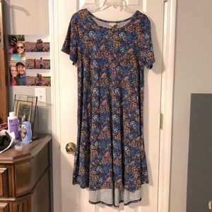 LuLaRoe - Carly Style - Blue/Pink Floral - Medium